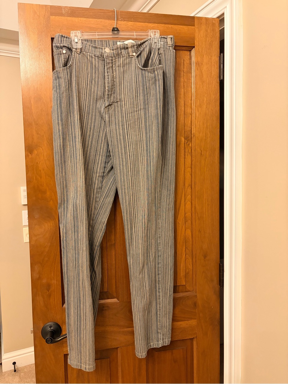 St. John's Bay Straight-Leg Pinstripe Pants in Tan and Blue